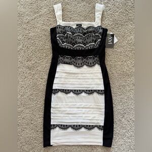 Vintage-Inspired JAX Black & White Lace Cocktail Dress Sz 8 – NWT – 32” Long